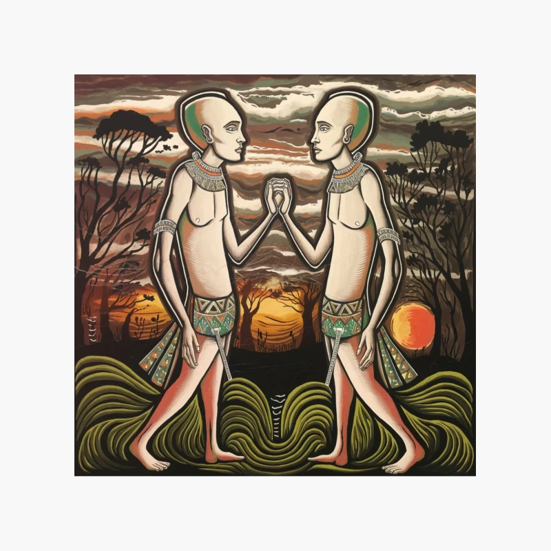 Surrealist African Tribal Symmetry at Sunset Cotton Tote Bag