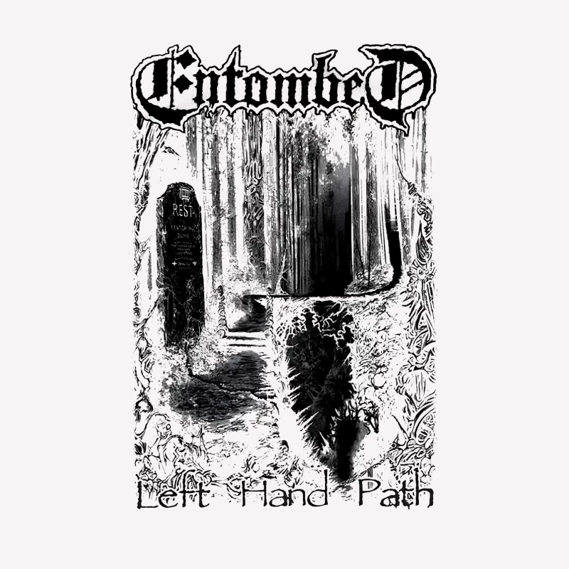 Entombed Left Hand Path Black White Male T-Shirt