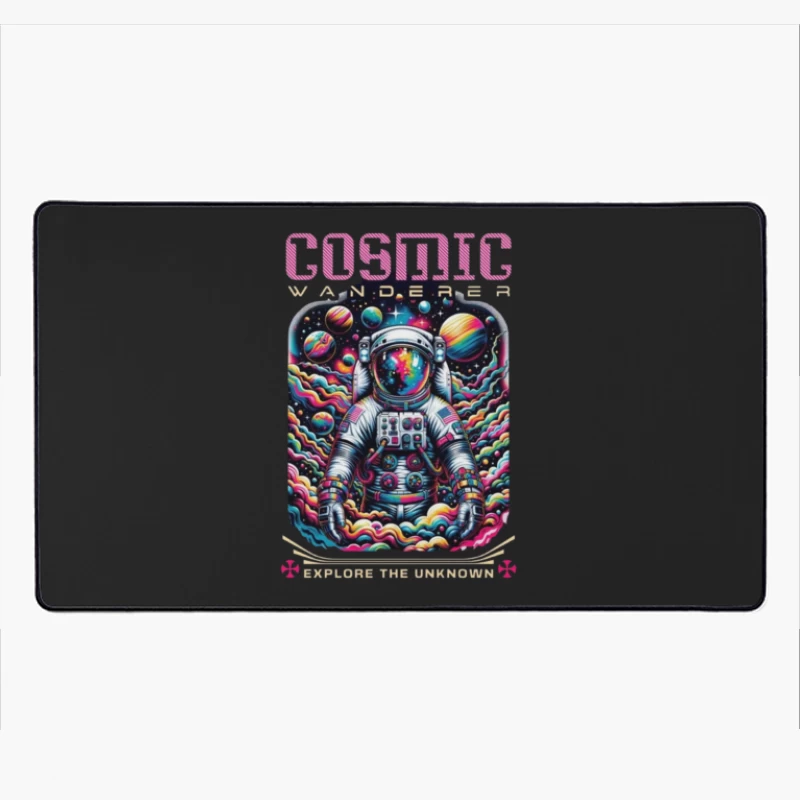 Cosmic Wanderer: Psychedelic Space Exploration Desk Mat