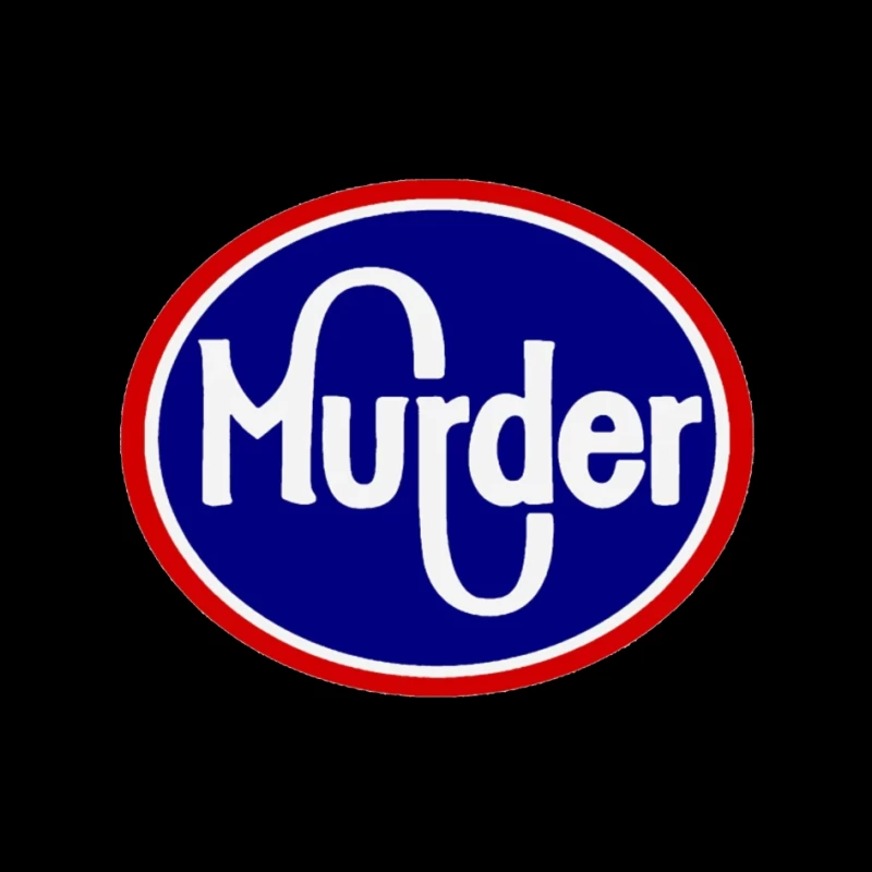 Vintage-Style Murder Text Logo in Blue and Red Pin