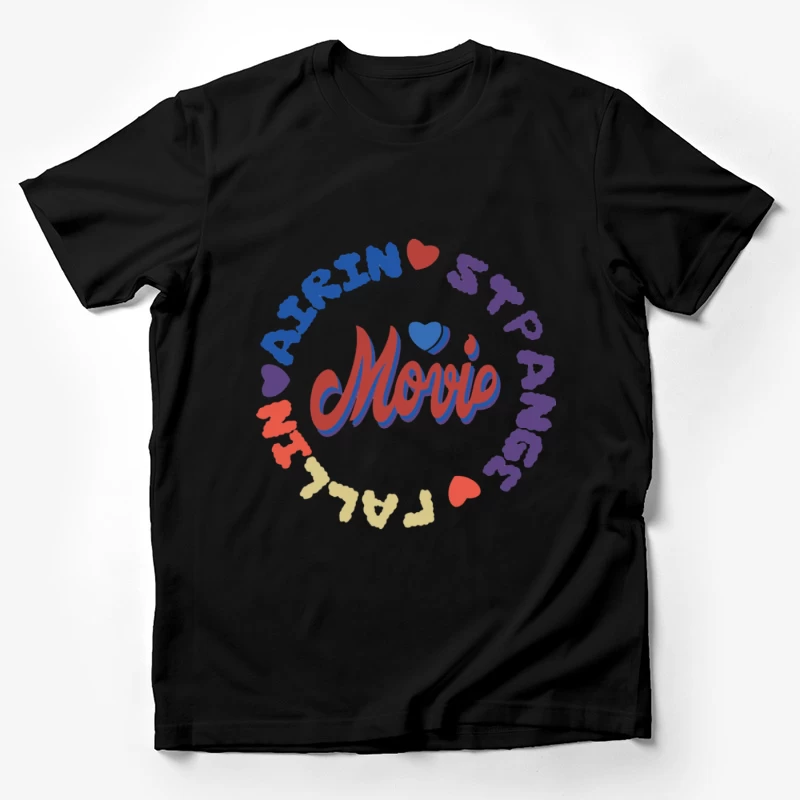 Bunter Schriftzug und Herzdesign Herren T-Shirt