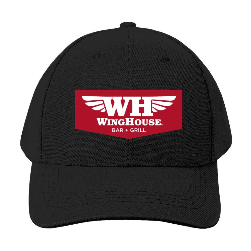 WingHouse Bar & Grill Restaurant Logo with Wings Design Baseball Cap