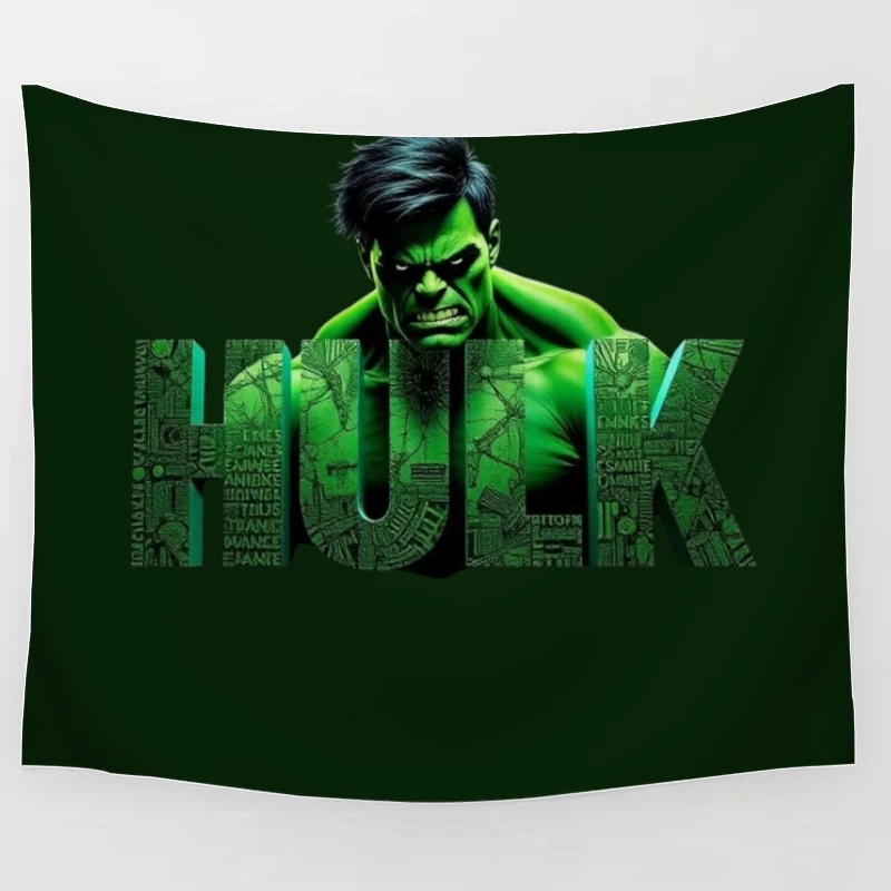 The Incredible Hulk Typographic Character Art Tapestry