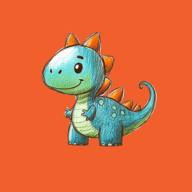 Cute Cartoon Dinosaur Character Drawing Male T-Shirt