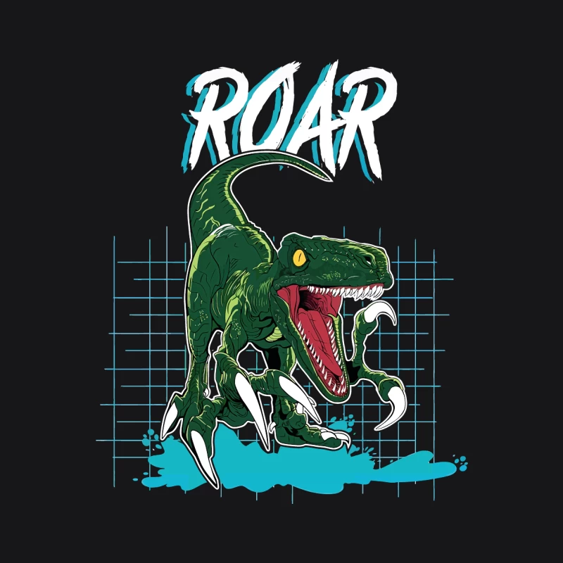 Velociraptor Roar: Neo-Retro Power Male Pullover Hoodie