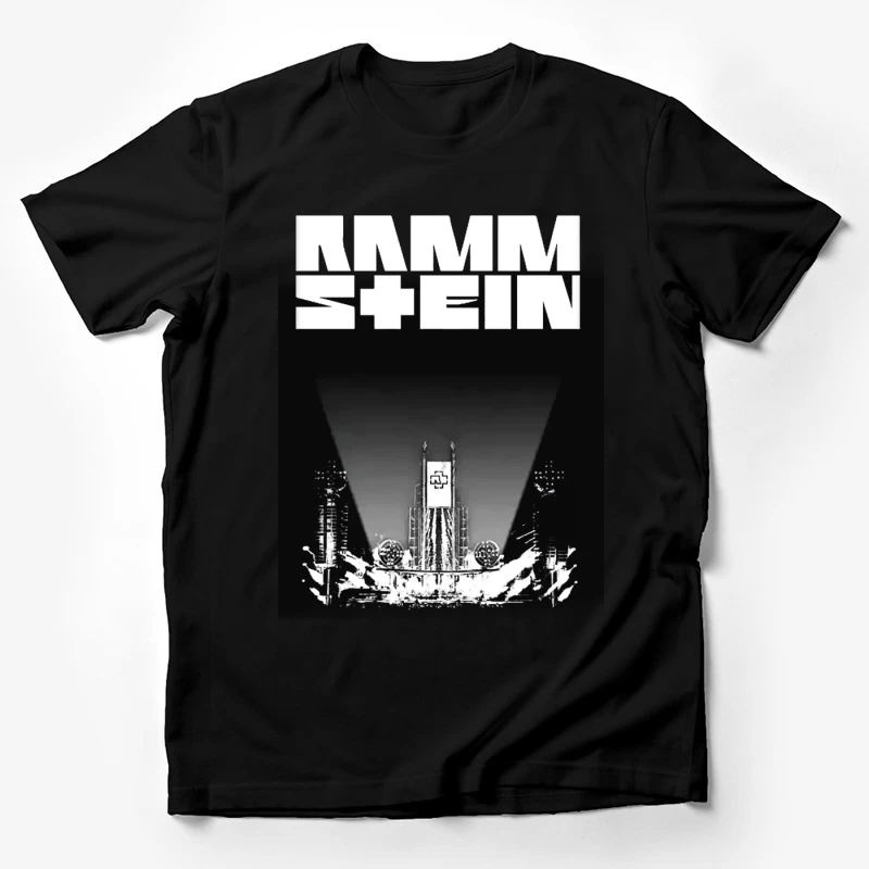 Rammstein Industrial Metal Concert Stage Design in Black and White Male T-Shirt