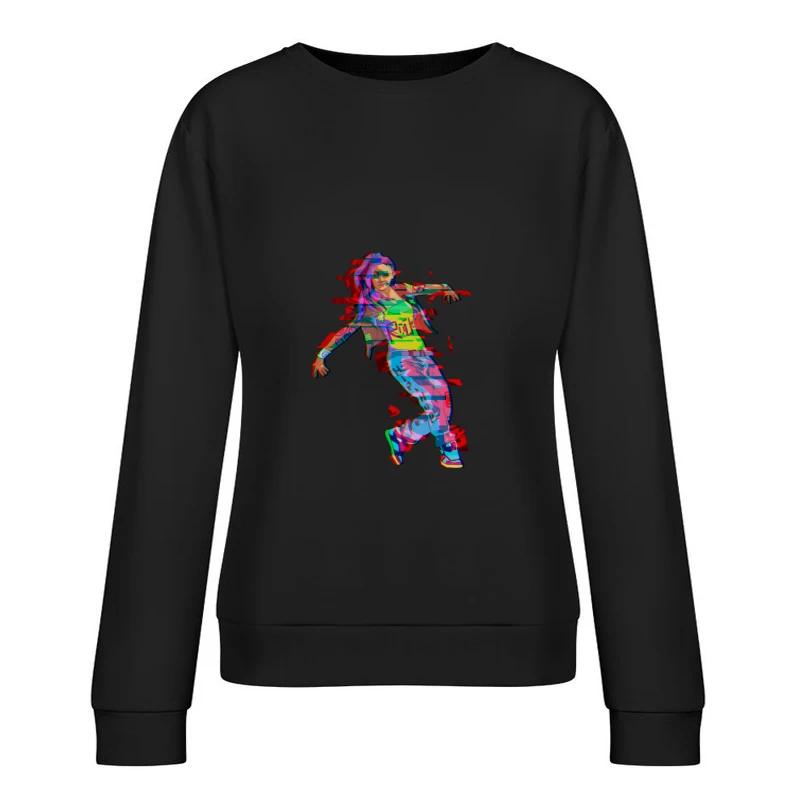 Futuristischer Tänzer mit glitchiger Ästhetik Damen Pullover Sweatshirt