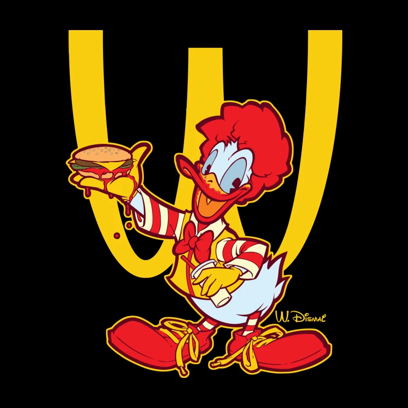 Cartoon Fast Food Character Holding a Burger Throw Pillow