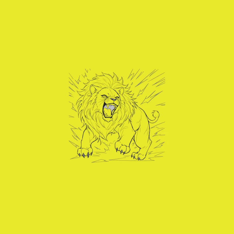 Fierce Roaring Lion Illustration Coffee Mug