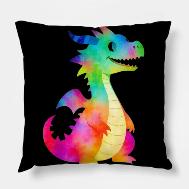 Colorful Cartoon Dragon Character Throw Pillow