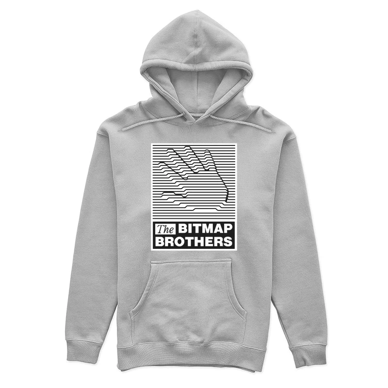 Bitmap Brothers Logo with Striped Hand Optical Illusion Female Pullover Hoodie