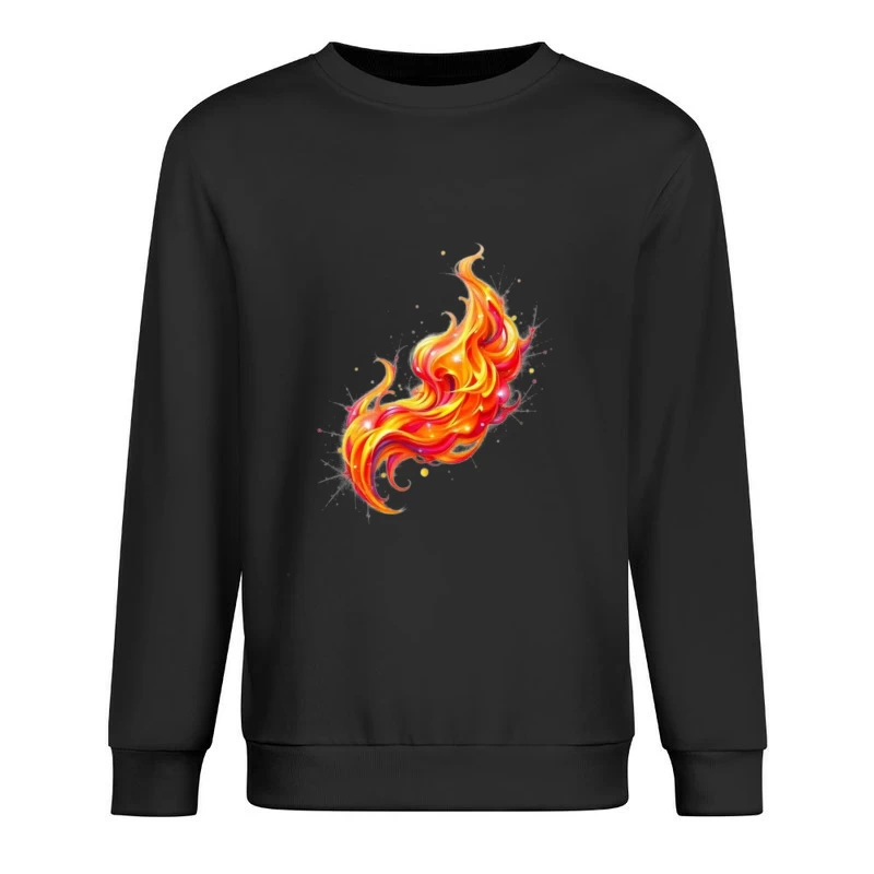 Vibrant Watercolor Fire Flame Art Male Pullover Sweatshirt