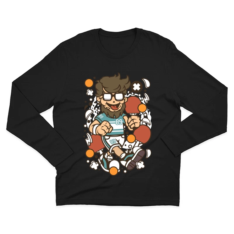 Joueur de ping-pong stylisé avec énergie dynamique Homme Manches Longues T-Shirt
