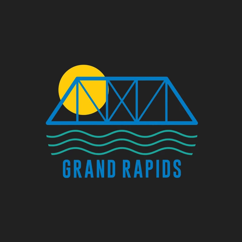 Grand Rapids City Logo with Bridge and Water Design Bucket Hat