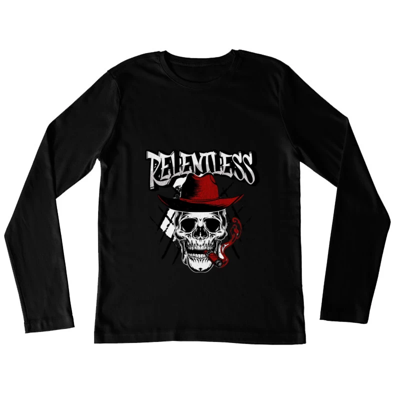 Relentless Schädel mit Hut und Zigarre Damen Langarm T-Shirt
