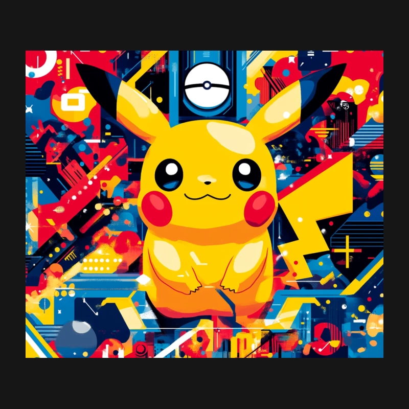 Vibrant Pikachu: Pokemon Icon in Abstract Geometric World Mouse Pad