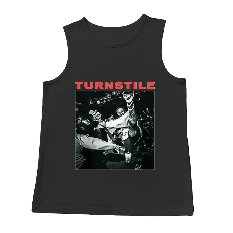 Energetic Black and White Hardcore Punk Concert Action Shot Male Tank Top