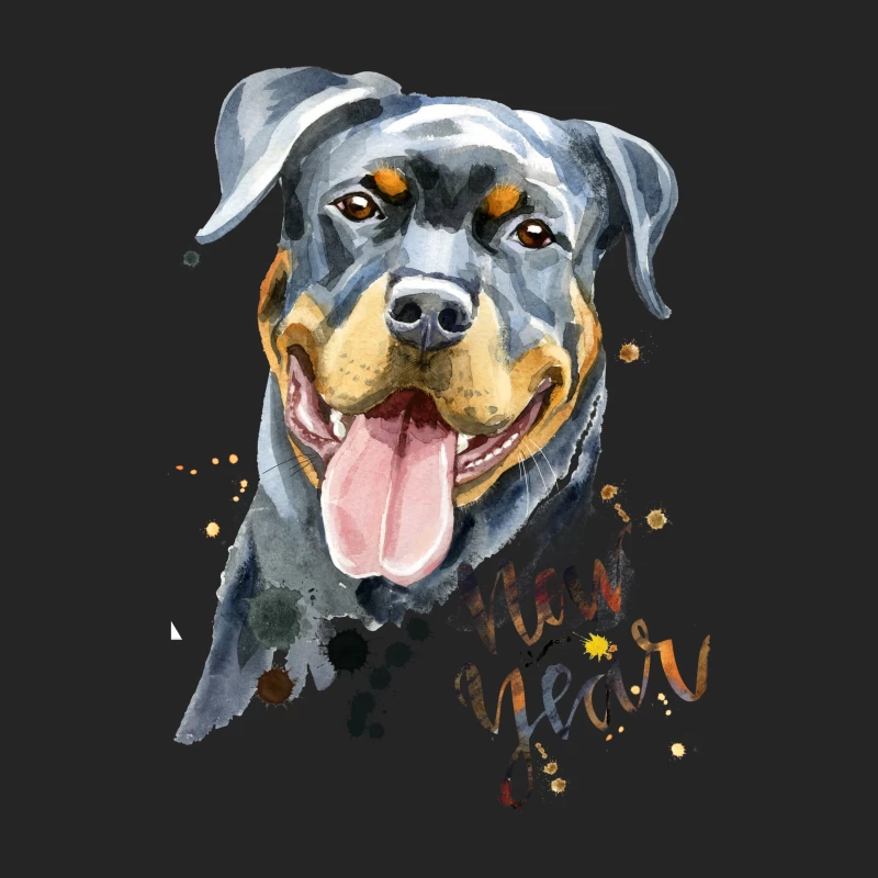 Peinture de chien pour le Nouvel An Homme Sweat-shirt à enfiler