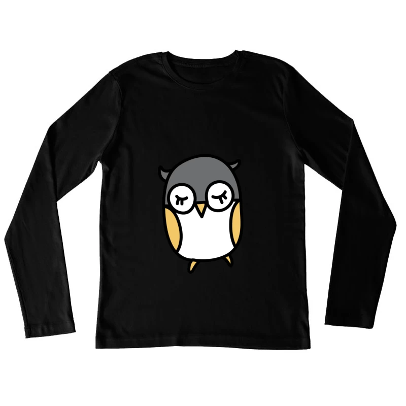 Illustration mignonne d'un hibou endormi Femme Manches Longues T-Shirt