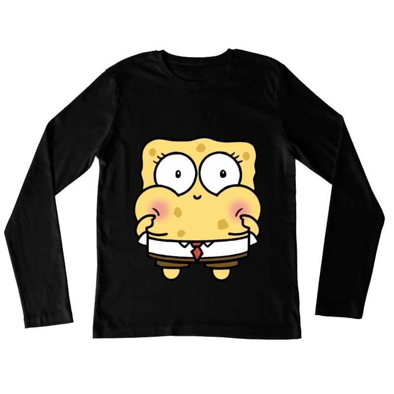 Niedliche Cartoon-Figur mit runden Augen Damen Langarm T-Shirt