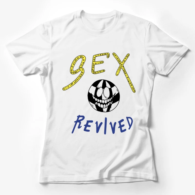 Bunte Schrift mit lustigem Gesicht Damen T-Shirt