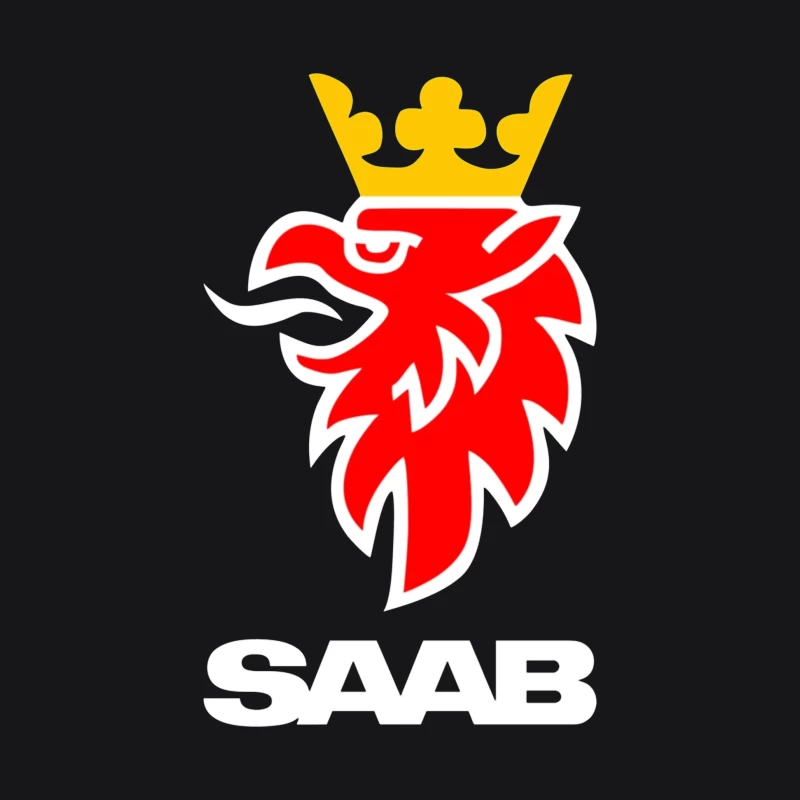 Saab Automotive Red Griffin Logo with Crown Male Pullover Hoodie