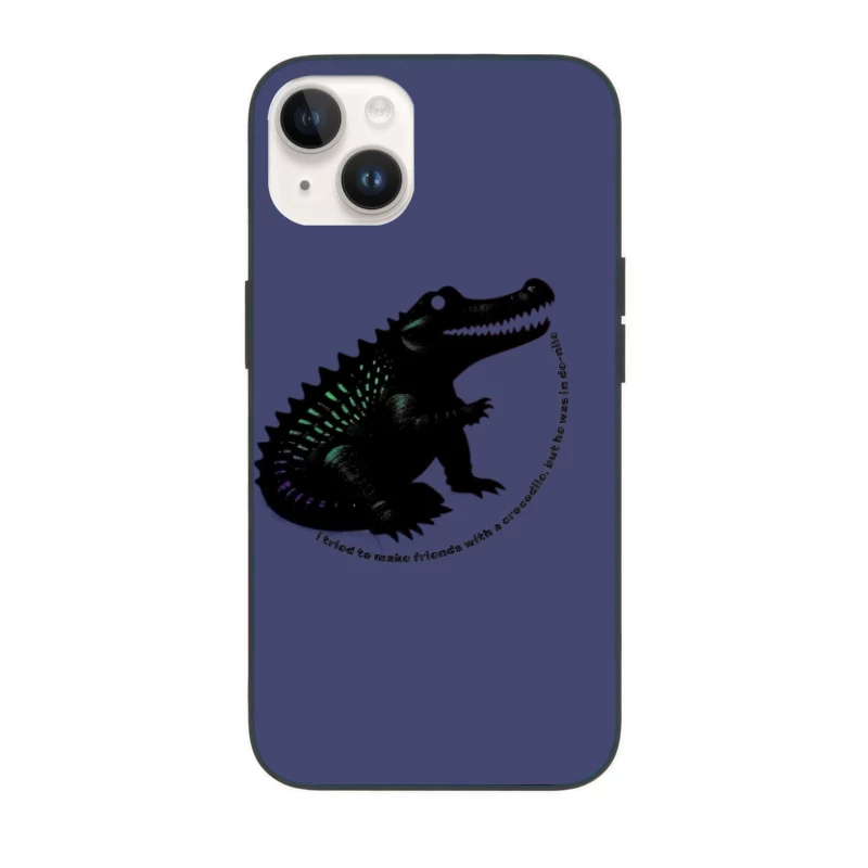 Friendly Black Dinosaur Silhouette with Friendship Quote iPhone Case