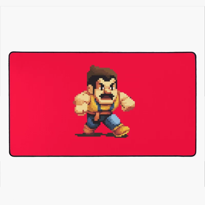 Retro Fighting Game Character in Pixel Art Style Desk Mat