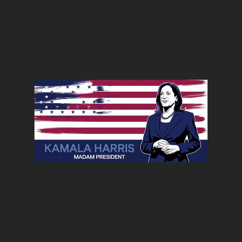Vice President Kamala Harris Campaign Poster with American Flag Male Pullover Sweatshirt