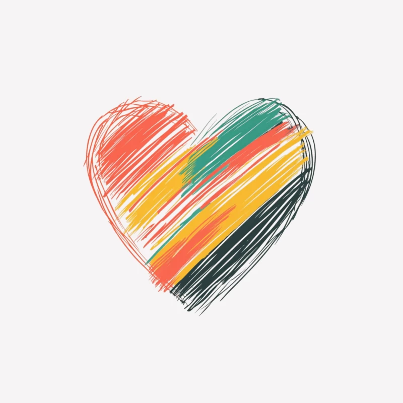 Vibrant Sketched Heart: Colorful Abstract Love Symbol Male T-Shirt