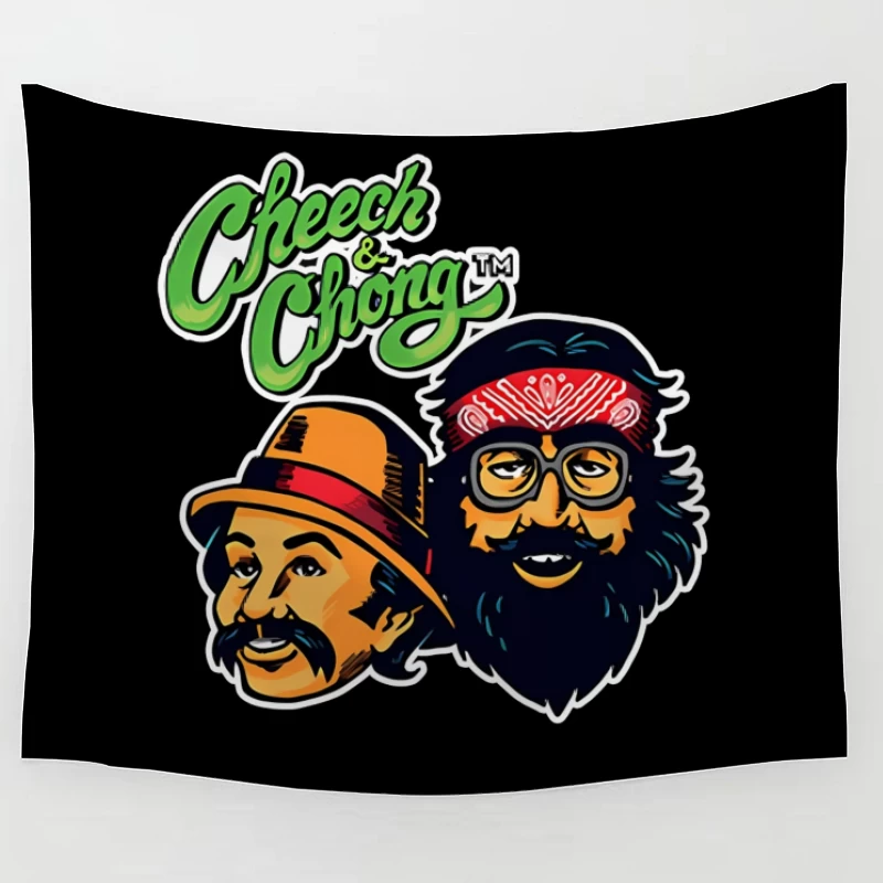 Cheech & Chong Retro Cartoon Logo Design Tapestry