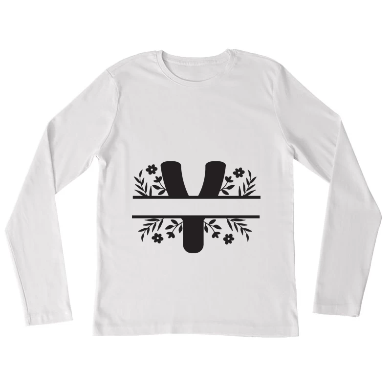 Symbole Yen décoratif floral Femme Manches Longues T-Shirt