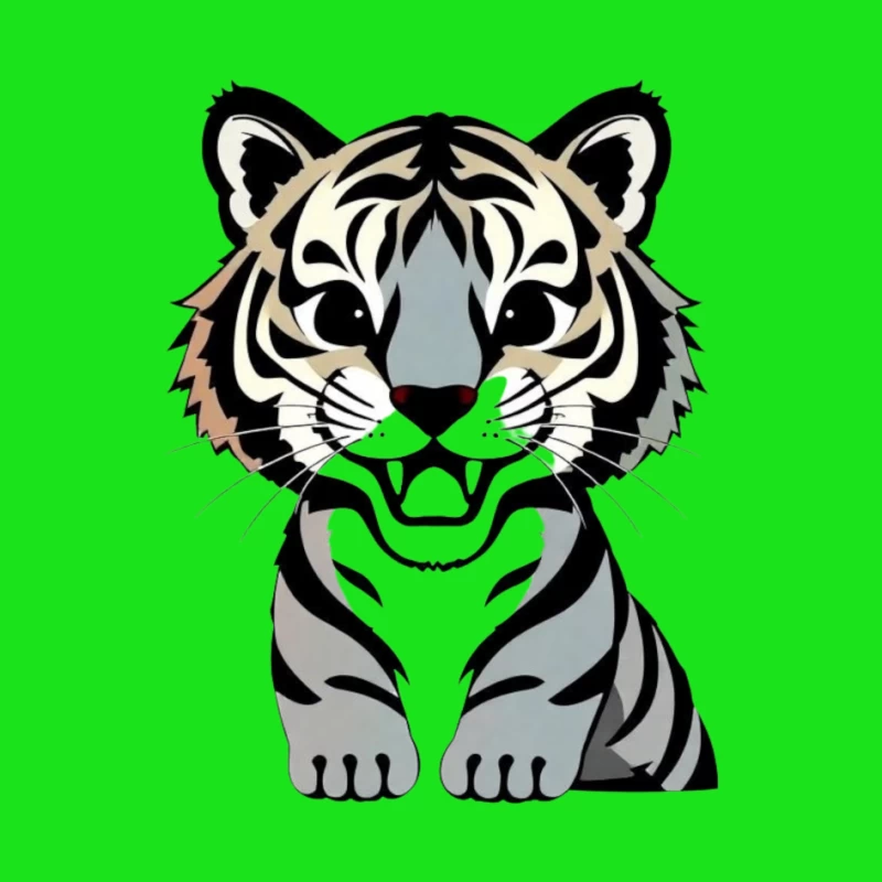 Cartoon Illustration of a Tiger Pin