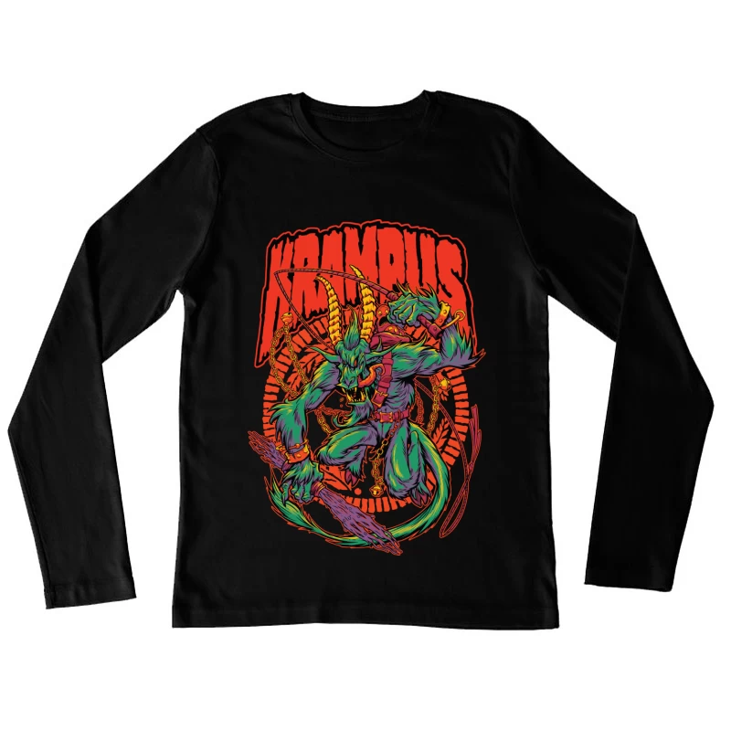 Krampus Holiday Mythology Illustration Female Long Sleeve T-Shirt