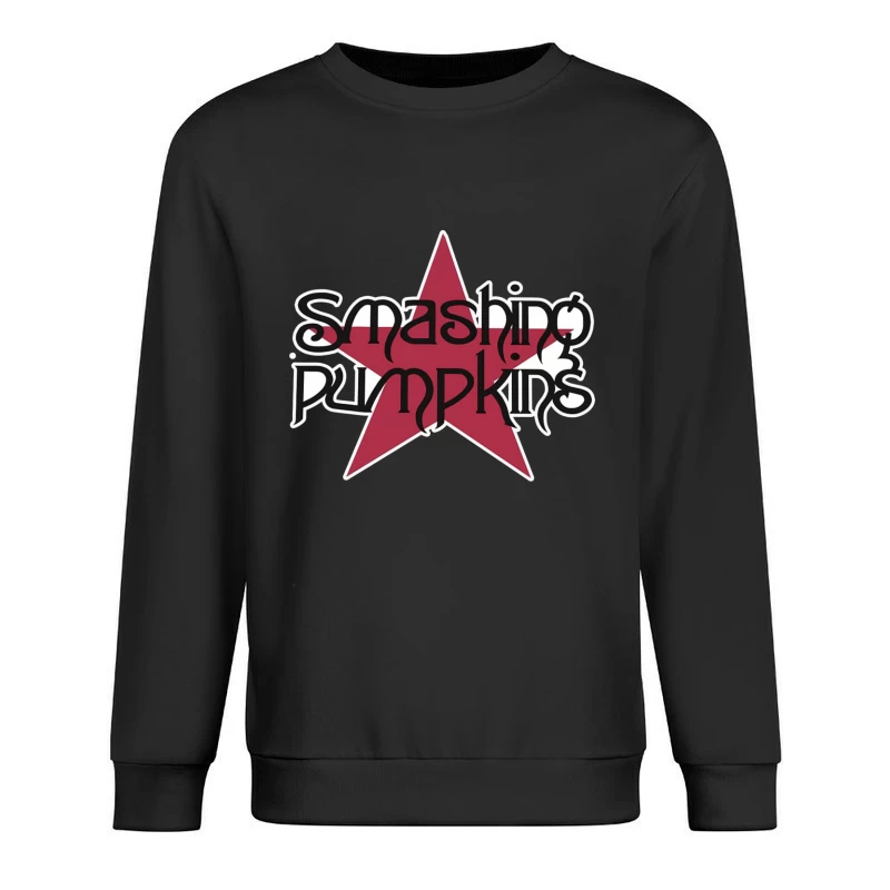 Smashing Pumpkins Alternative Rock Band Logo with Red Star Male Pullover Sweatshirt