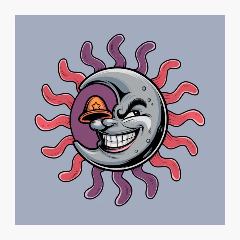 Smiling Moon Sun Creative Cartoon Artwork Pin
