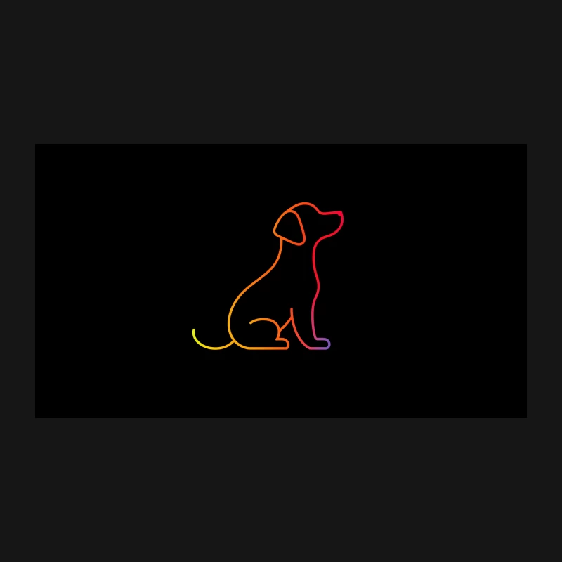 Minimalist Colorful Gradient Line Art of Sitting Dog Desk Mat