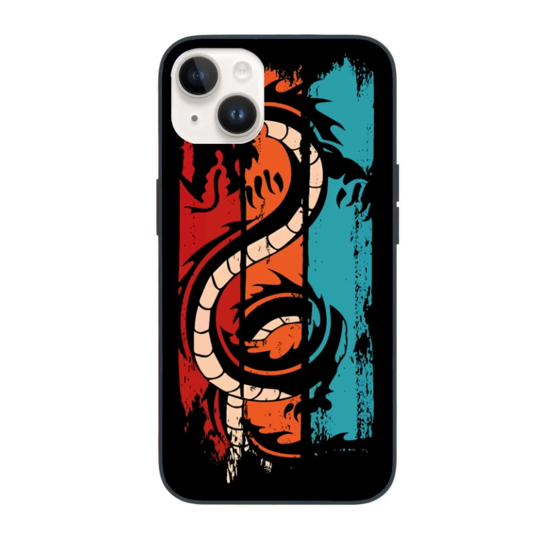 Tri-Color Dragon: Retro Tribal Vibes iPhone Case