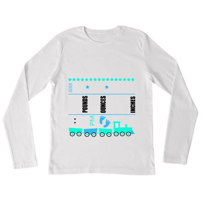 Motif de train et empreintes de pieds Femme Manches Longues T-Shirt