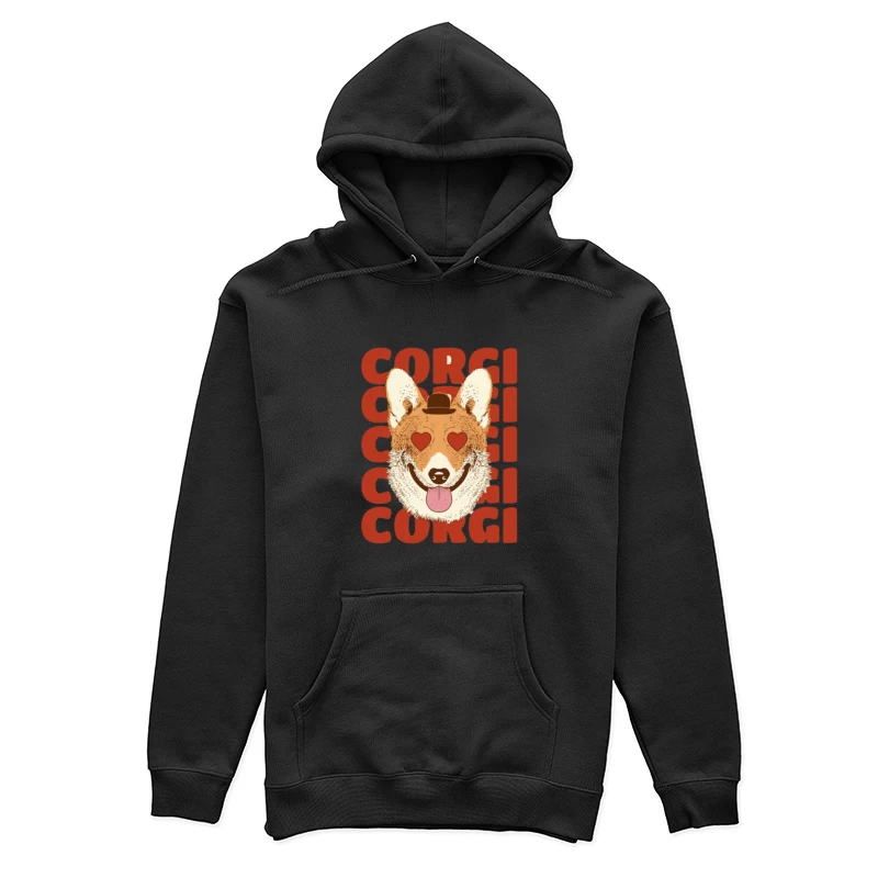 Corgi mit Herzaugen und Hut Damen Pullover Hoodie