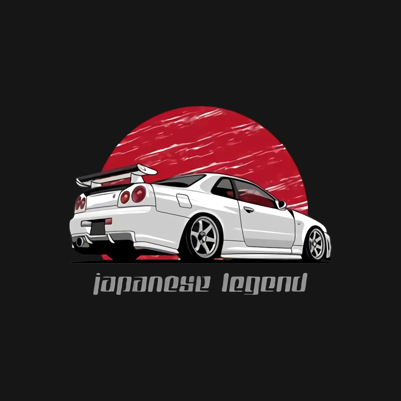 Voiture de sport blanche devant le soleil rouge Femme T-Shirt