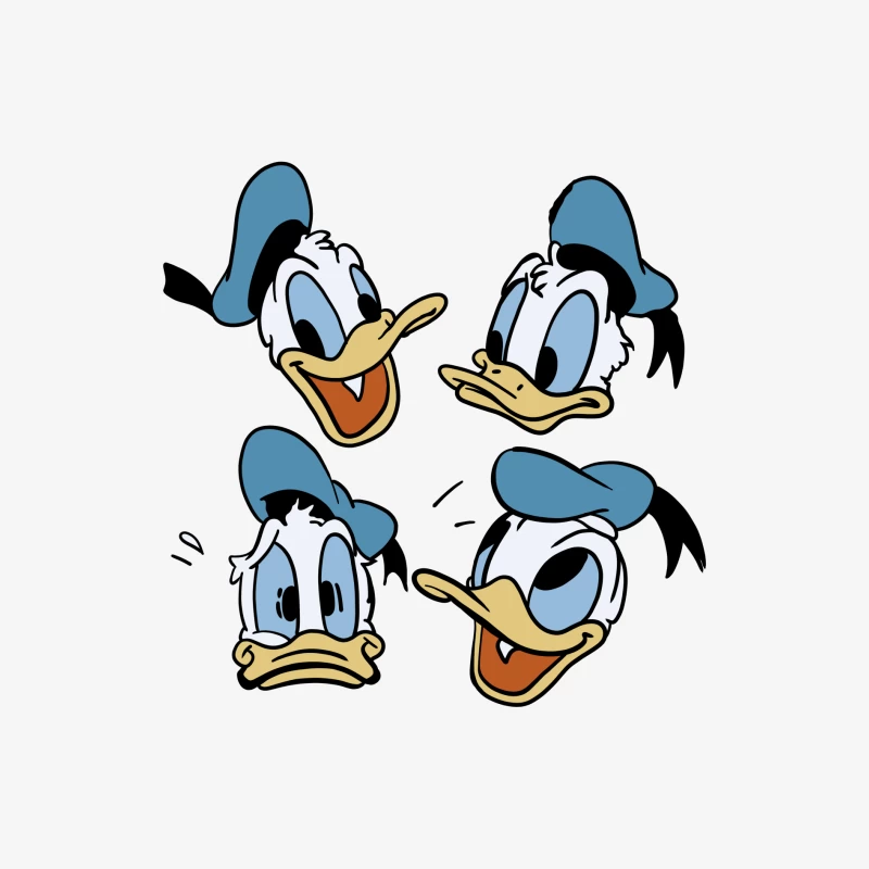 Donald Duck Köpfe mit unterschiedlichen Ausdrücken Herren Langarm T-Shirt