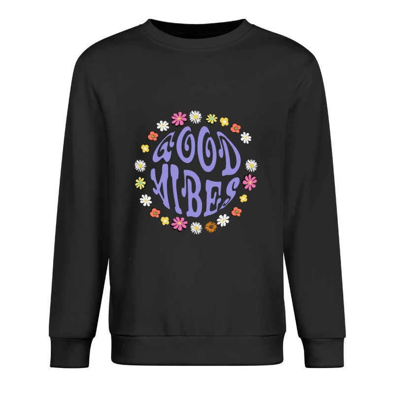 Gute Schwingungen Blumenkranz Design Herren Pullover Sweatshirt
