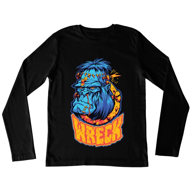 Colorful Cartoon Gorilla Illustration Female Long Sleeve T-Shirt