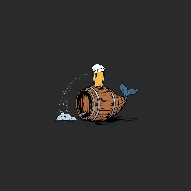 Whimsical Nautical Beer Barrel with Whale Tail Baseball Cap