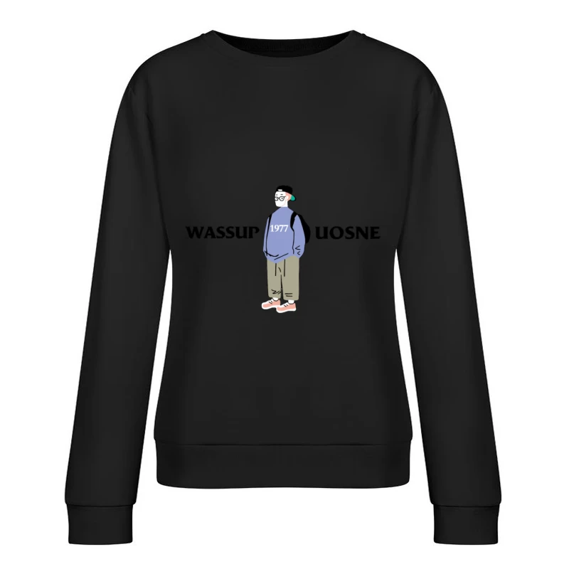 Modischer junger Mann mit Rucksack und Mütze Damen Pullover Sweatshirt