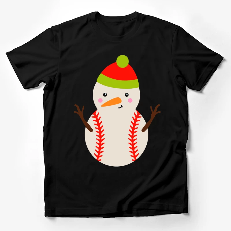 Bonhomme de neige en forme de balle de baseball Homme T-Shirt
