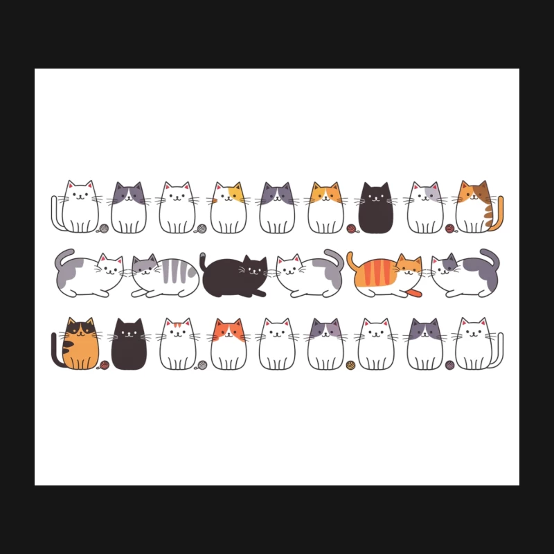 Cute Cartoon Cat Illustration: Variety of Colorful Kittens Mouse Pad