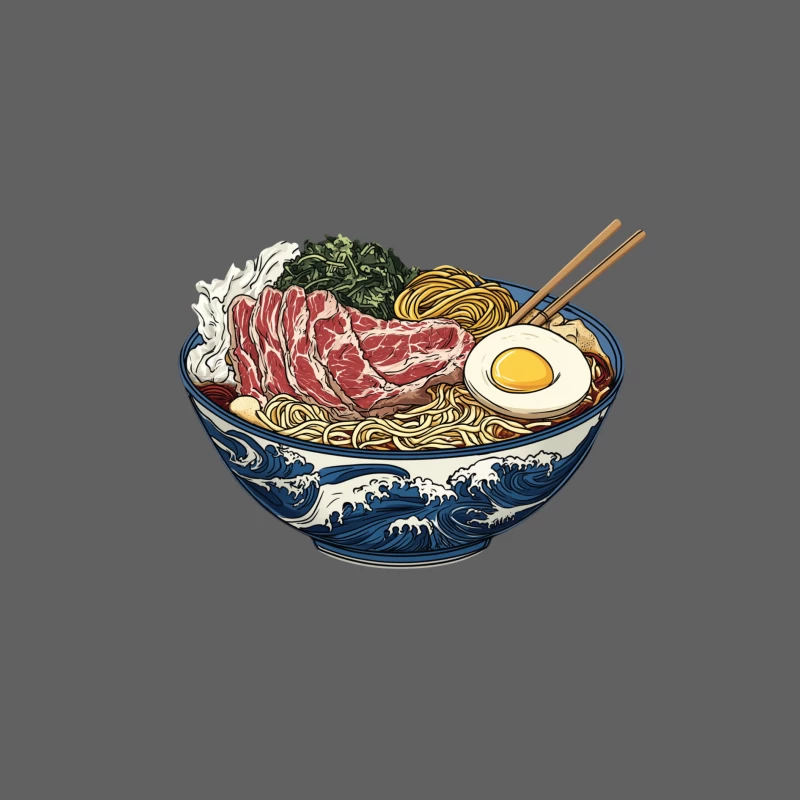 Artistic Japanese Ramen Bowl with Wave Design Male Tank Top