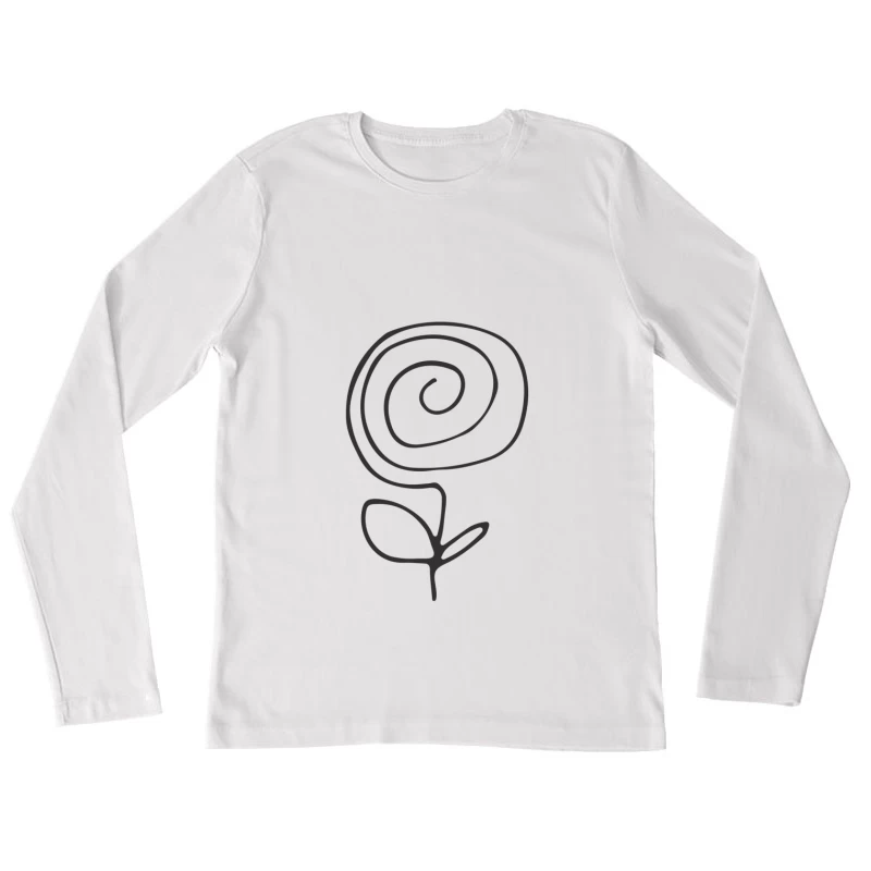Fleur Stylisée en Spirale Noire Femme Manches Longues T-Shirt